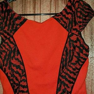 Red Scoop Back Peplum Blouse